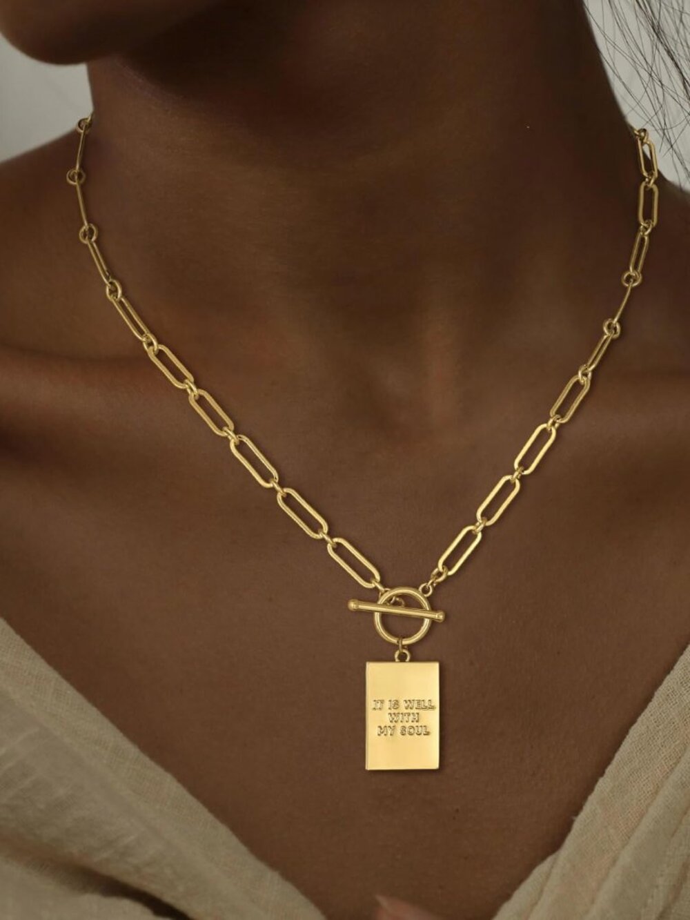 Cross Necklace for Women Trendy, Dainty 14K Gold Plated Paperclip Charm Necklace - Picture 3 of 7